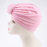 Max 2pcs Womens Kid Baby Soft Stretchy Knotted Turban Headwear Indian Beanie Hat Pink