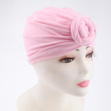 Max 2pcs Womens Kid Baby Soft Stretchy Knotted Turban Headwear Indian Beanie Hat Pink