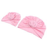 Max 2pcs Womens Kid Baby Soft Stretchy Knotted Turban Headwear Indian Beanie Hat Pink