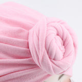 Max 2pcs Womens Kid Baby Soft Stretchy Knotted Turban Headwear Indian Beanie Hat Pink