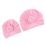 Max 2pcs Womens Kid Baby Soft Stretchy Knotted Turban Headwear Indian Beanie Hat Pink