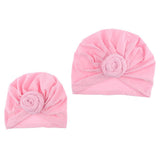 Max 2pcs Womens Kid Baby Soft Stretchy Knotted Turban Headwear Indian Beanie Hat Pink