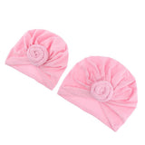 Max 2pcs Womens Kid Baby Soft Stretchy Knotted Turban Headwear Indian Beanie Hat Pink