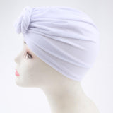 2pcs Womens Kid Baby Soft Stretchy Knotted Turban Headwear Indian Beanie Hat White