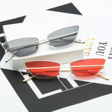 Vintage Cat Eye Sunglasses Women Small Triangle Sun Glasses UV400 Red Lens