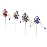 Chinese Hair Stick Hair Decor Flower Crystal Wedding Party Hairpin Red