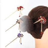 Chinese Hair Stick Hair Decor Flower Crystal Wedding Party Hairpin Black