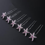 Crystal Hair Pins Rhinestone Hair Clips Bridal Wedding Women Hair Jewelry Pink Star