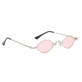 Women Vintage Metal Frame Oval Sunglasses Eyewear Designer Silver Pink