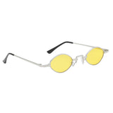 Women Vintage Metal Frame Oval Sunglasses Eyewear Designer Silver Yellow