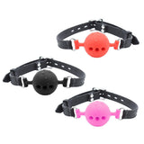 Maxbell Open Breathable Leather Paly Buckle Belt Silicon Mouth Gag for Women Red