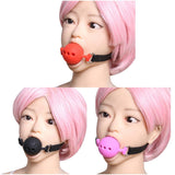 Maxbell Open Breathable Leather Paly Buckle Belt Silicon Mouth Gag for Women Red
