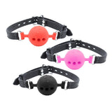Maxbell Open Breathable Leather Paly Buckle Belt Silicon Mouth Gag for Women Red