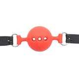 Maxbell Open Breathable Leather Paly Buckle Belt Silicon Mouth Gag for Women Red