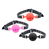Maxbell Open Breathable Leather Paly Buckle Belt Silicon Mouth Gag for Women Red