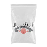 Maxbell Open Breathable Leather Paly Buckle Belt Silicon Mouth Gag for Women Red