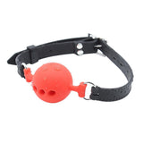 Maxbell Open Breathable Leather Paly Buckle Belt Silicon Mouth Gag for Women Red