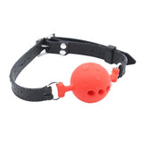 Maxbell Open Breathable Leather Paly Buckle Belt Silicon Mouth Gag for Women Red