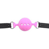 Maxbell Open Breathable Leather Paly Buckle Belt Silicon Mouth Gag for Women Pink