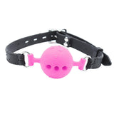 Maxbell Open Breathable Leather Paly Buckle Belt Silicon Mouth Gag for Women Pink