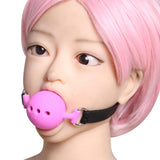 Maxbell Open Breathable Leather Paly Buckle Belt Silicon Mouth Gag for Women Pink