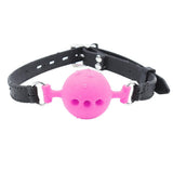 Maxbell Open Breathable Leather Paly Buckle Belt Silicon Mouth Gag for Women Pink