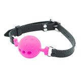 Maxbell Open Breathable Leather Paly Buckle Belt Silicon Mouth Gag for Women Pink