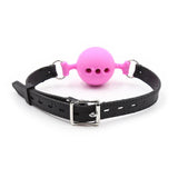 Maxbell Open Breathable Leather Paly Buckle Belt Silicon Mouth Gag for Women Pink