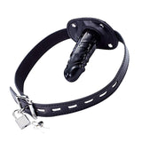 Maxbell Lockable Dildo Penis Mouth Gag PU Leather Strap Adult Couple Sex Toy Black