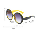 Max Futuristic Oversize Round Sunglasses Black yellow frame Gradient gray lens