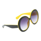 Max Futuristic Oversize Round Sunglasses Black yellow frame Gradient gray lens