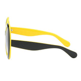 Max Futuristic Oversize Round Sunglasses Black yellow frame Gradient gray lens