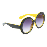 Max Futuristic Oversize Round Sunglasses Black yellow frame Gradient gray lens