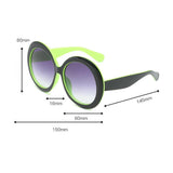 Max Futuristic Oversize Round Sunglasses Black green frame Gradient gray lens