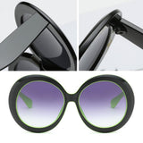 Max Futuristic Oversize Round Sunglasses Black green frame Gradient gray lens