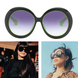 Max Futuristic Oversize Round Sunglasses Black green frame Gradient gray lens