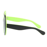 Max Futuristic Oversize Round Sunglasses Black green frame Gradient gray lens