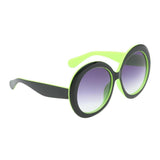 Max Futuristic Oversize Round Sunglasses Black green frame Gradient gray lens
