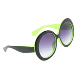 Max Futuristic Oversize Round Sunglasses Black green frame Gradient gray lens