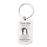 Max Stainless Steel Dog Tag Pendant Key Ring Keychain Necklace Gift DIY To My Son Dad