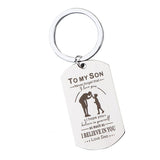 Max Stainless Steel Dog Tag Pendant Key Ring Keychain Necklace Gift DIY To My Son Dad