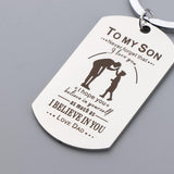 Max Stainless Steel Dog Tag Pendant Key Ring Keychain Necklace Gift DIY To My Son Dad