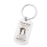 Max Stainless Steel Dog Tag Pendant Key Ring Keychain Necklace Gift DIY To My Son Dad
