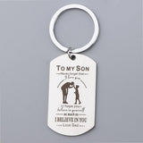 Max Stainless Steel Dog Tag Pendant Key Ring Keychain Necklace Gift DIY To My Son Dad