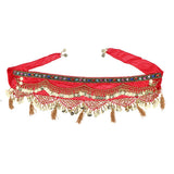 Max Womens Sequins Belly Dance Hip Scarf Wrap Skirt with Gold Coins Red