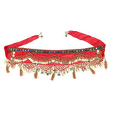 Max Womens Sequins Belly Dance Hip Scarf Wrap Skirt with Gold Coins Red