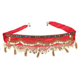 Max Womens Sequins Belly Dance Hip Scarf Wrap Skirt with Gold Coins Red