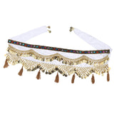 Womens Sequins Belly Dance Hip Scarf Wrap Skirt with Gold Coins White