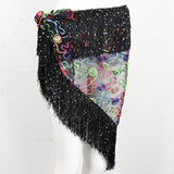 Max Womens Sequins Belly Dance Hip Scarf Wrap Skirt with Tassels Colorful