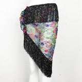 Max Womens Sequins Belly Dance Hip Scarf Wrap Skirt with Tassels Colorful